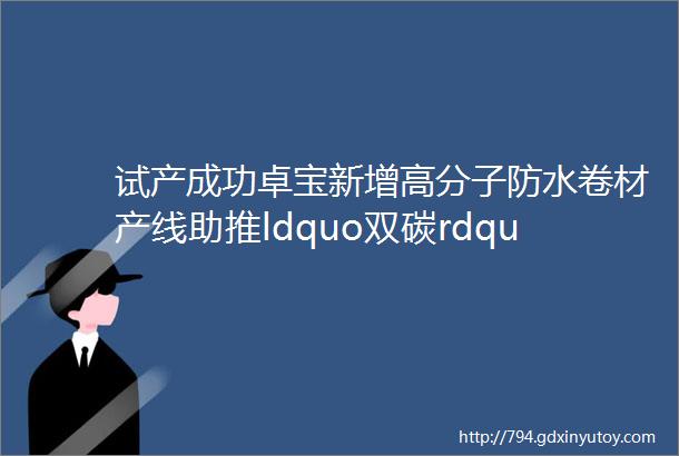 试产成功卓宝新增高分子防水卷材产线助推ldquo双碳rdquo目标